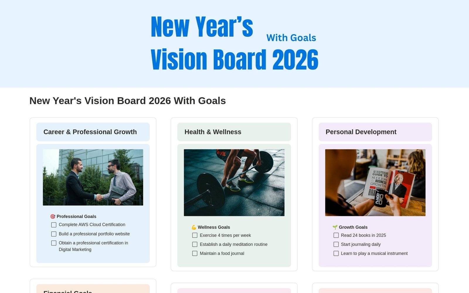2026 Vision Board Notion template preview