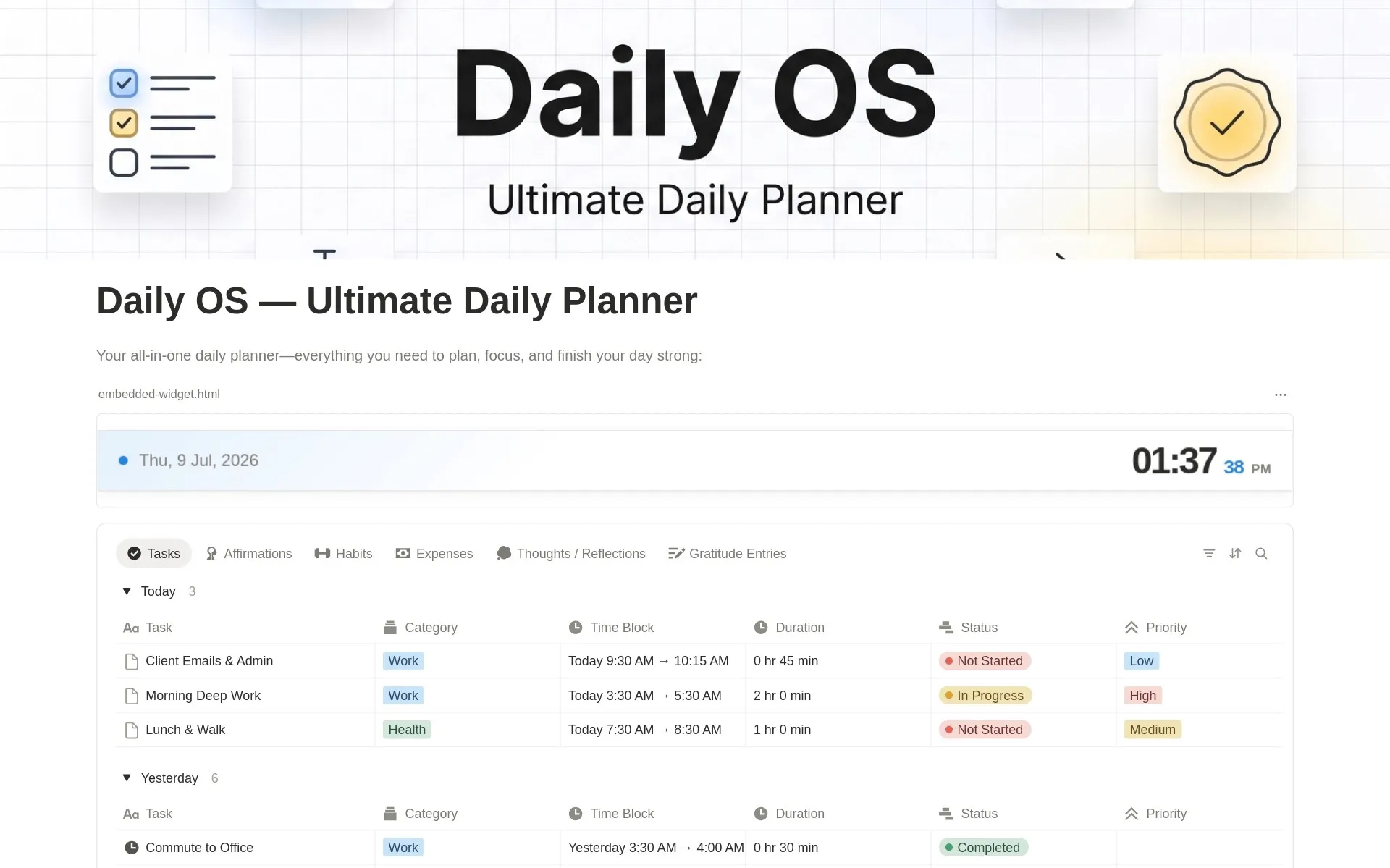 Daily OS Notion workspace preview